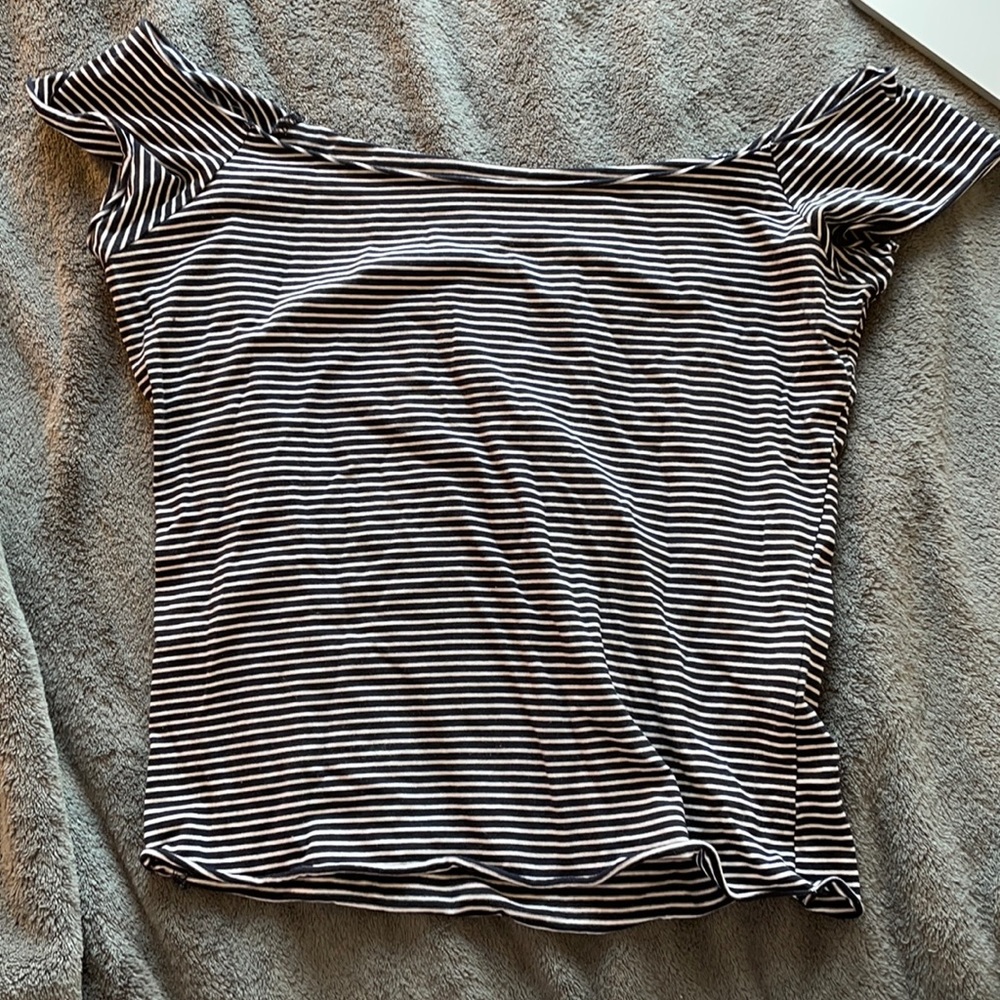 Stripped black and white  off shoulder